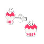 Toverstaartjes - Zilveren Oorbellen - Cupcake Oorstekers - Meisjes - Oorknoppen