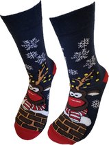 Verjaardag cadeau - Grappige sokken - Rendier schoorsteen sokken - Leuke sokken - Vrolijke sokken – Valentijn Cadeau - Luckyday Socks - Cadeau sokken - Socks waar je Happy van word