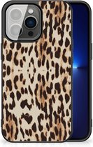 Telefoonhoesje Geschikt voor iPhone 13 Pro TPU Silicone Hoesje met Zwarte rand Leopard