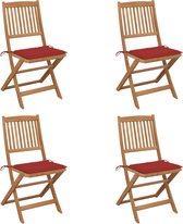Decoways - Tuinstoelen 4 stuks inklapbaar met kussens massief acaciahout