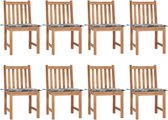 Decoways - Tuinstoelen 8 st met kussens massief teakhout