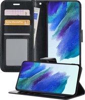 Hoesje Geschikt voor Samsung S21 FE Hoesje Book Case Hoes Portemonnee Cover Walletcase - Hoes Geschikt voor Samsung Galaxy S21 FE Hoes Bookcase Hoesje - Zwart