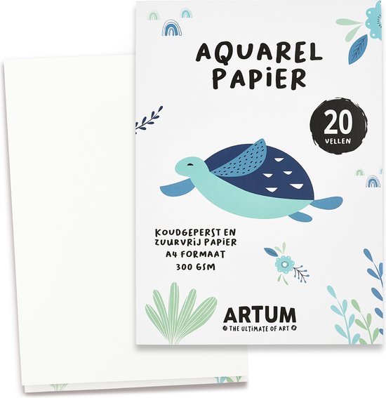 Aquarelblok Aquarelpapier voor Aquarelverf - A4 Papier - Schetsboek - Schilderen - Handlettering - Waterverf - 20 Vel - Artum