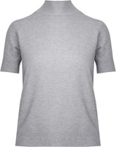 Top Nene - Zachte Basic Fijn Gebreide Top - Turtleneck - Lichtgrijs Gemêleerd