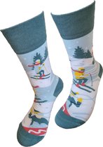 Verjaardag cadeau - Grappige sokken - Skiën sokken - Leuke sokken - Vrolijke sokken – Valentijn Cadeau - Luckyday Socks - Cadeau sokken - Socks waar je Happy van wordt – Maat 37-42