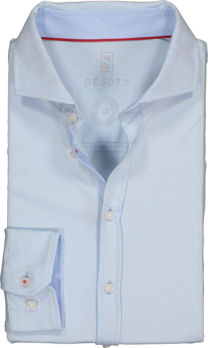DESOTO slim fit overhemd - stretch tricot - lichtblauw - Strijkvrij - Boordmaat: 37/38