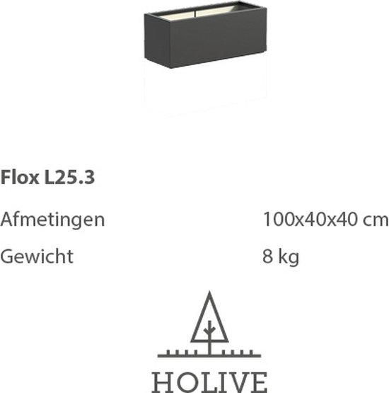 Polyester Flox L25.3 Langwerpig 100x40x40 cm. Plantenbak