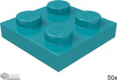 LEGO Plaat 2x2, 3022 Donker Turquoise 50 stuks