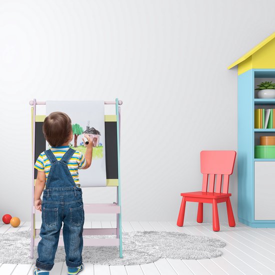 Relaxdays tableau noir enfants - tableau avec rouleau de papier - debout - planche à dessin - planche de jeu