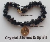 Armband Mineraalsteen "Onyx met Yin Yang" goudkleurig