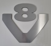 Scania, V8 logo, Wandpaneel, Mdf Beplakt met aluminium look , 50 cm breed, 7 mm dik