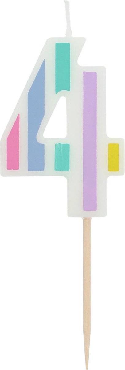 Kaars Pastel Cijfer 4 Meerkleurig