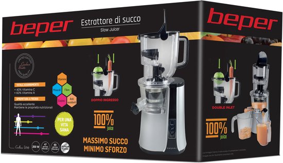 Beper 90.422 - Slowjuicer - Sapcentrifuge - Fruitpers - Gezondheidsmachine - Verse Sapmaker van Beper — afbeelding 5
