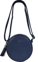 Flora & Co rond crossbody tasje met 2 ritsen blauw