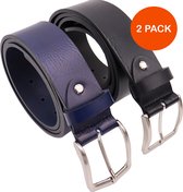 Safekeepers Broekriem - Breed - Dames en Heren- Leer -  Zwart - Blauw - 2 Stuks - Maat 90