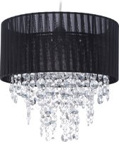 Relaxdays hanglamp met kristallen - plafondlamp - organza - vwoonkamer - hangend - zwart