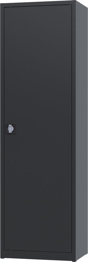 Metalen archiefkast - 195x60x42 cm - Zwart - Met slot - draaideurkast, kantoorkast, garagekast - AKP-105 - Povag