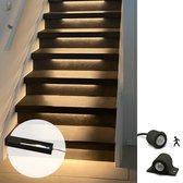 Trapverlichting COB ledstrip - 50cm - Warm Wit licht – Complete set voor max. 15 treden incl. zwart profiel - Met bewegingssensoren