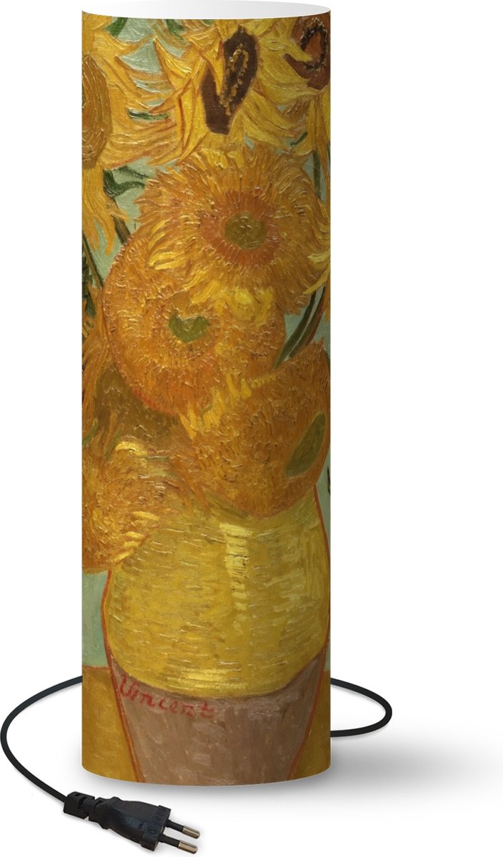 Lamp - Nachtlampje - Tafellamp slaapkamer - Zonnebloemen - Vincent van Gogh - 60 cm hoog - Ø19.1 cm - Inclusief LED lamp