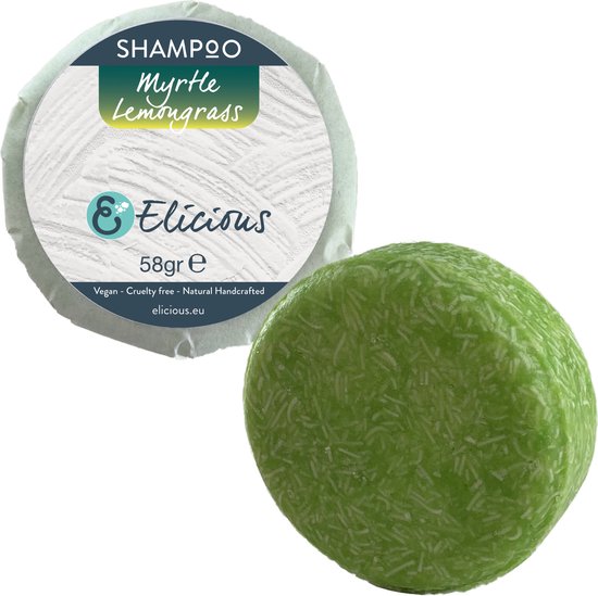 Elicious - Shampoo Bar - Normaal tot Vet Haar - Citroengras - Natuurlijke Shampoo - SLS vrij - Plasticvrij - Vegan