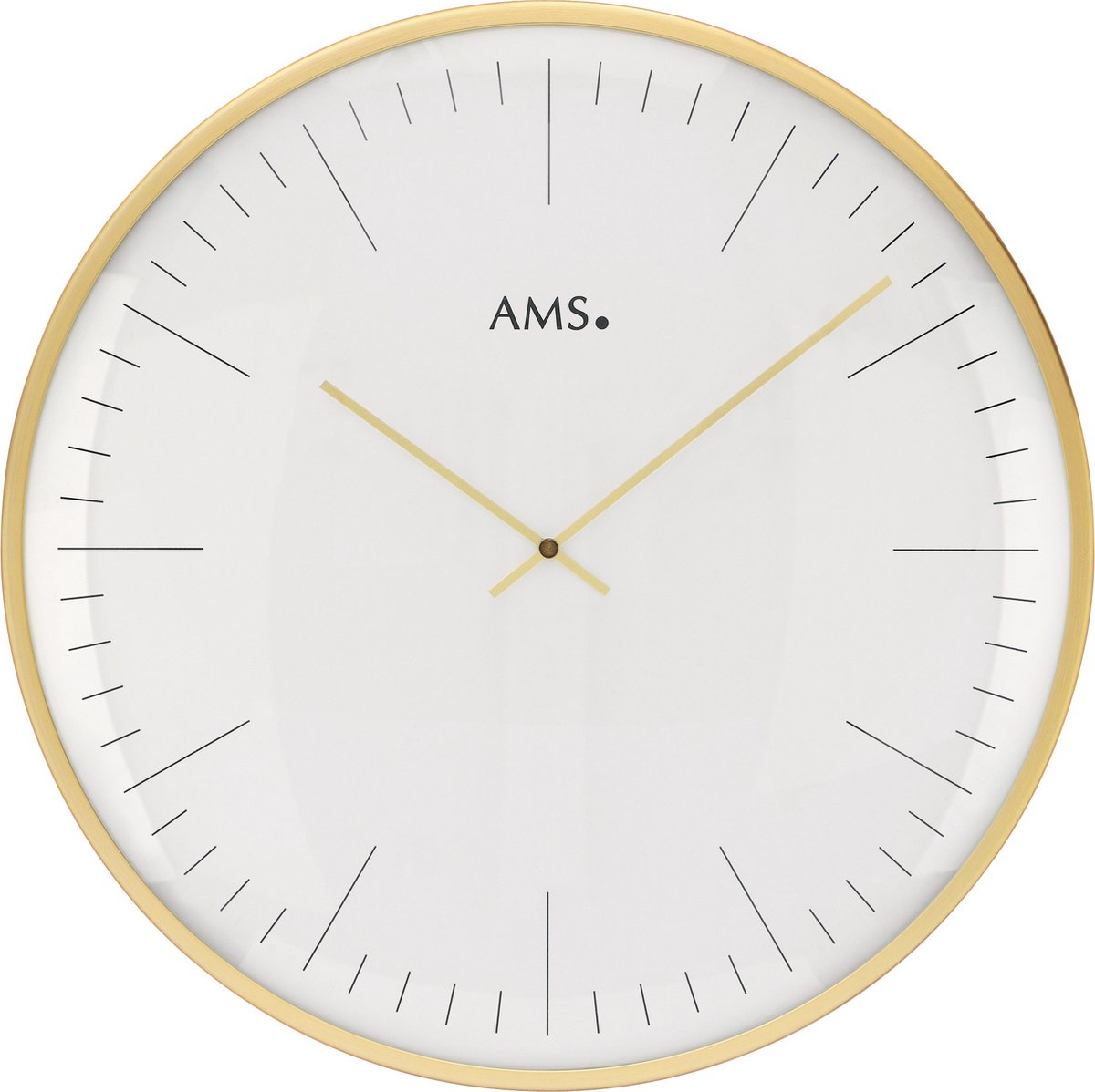 AMS W9541 - Wandklok - Analoog - Metaal - Mineraal glas - Goudkleurig - Wit - 40 cm ø