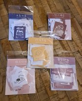 Kawaii - Set van 5 stickerpakketjes met Japanse, moderne tekeningetjes (kawaii, animé, manga, harajuku)
