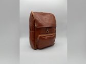 SENSE Rugtas Mona cognac - Toscaanse Leren Rugzak - Italiaanse Leer laptop backpack - Werk unisex bag - Made in Italy