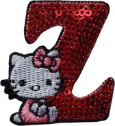 Strijk Embleem Alfabet Patch - Letter Z - Hello Kitty Pailletten - 6cm hoog - Letters Stof Applicatie - Geborduurd - Strijkletters - Patches - Iron On