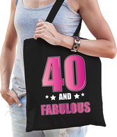 40 and legendary verjaardag cadeau tas zwart met roze letters - dames - 40e verjaardag kado tas / cadeau tas