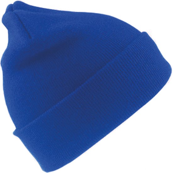 Heren/Dames Beanie Wintermuts 100% acryl wol blauw - warme basic mutsen - Dubbel dikke stof