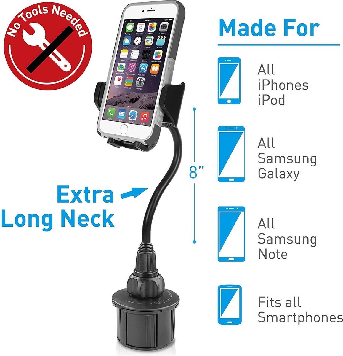 Telefoonhouders Auto Telefoonhouder Auto Universeel Bekerhouder Auto Accessoires Kerstcadeau - iPhone/Samsung/Huwawei/Sony - Verstelbaar - GSM/Smartphone Houder Auto – foto 2