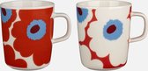 Marimekko - Unikko - Mok - 25cl - Set van 2 - Rood Wit