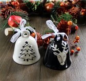Boule de Noël Bel | Cloche de Noël en céramique en Wit et Zwart set 2