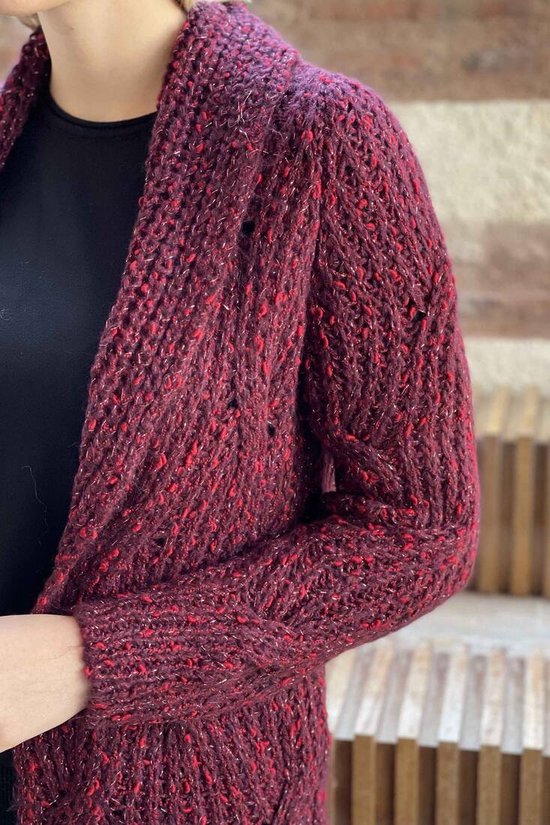 Cardigan femme laine prune Rouge taille M 38-40 cadeau saint valentin pour  elle | bol.com