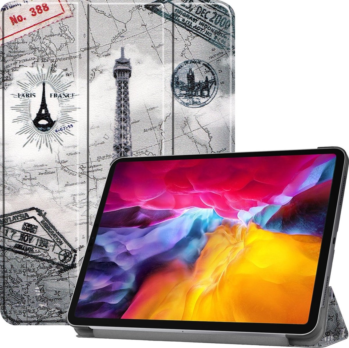 Mobigear Tablethoes geschikt voor Apple iPad Pro 11 Inch (2021) Hoes | Mobigear Tri-Fold Bookcase - Eiffeltoren