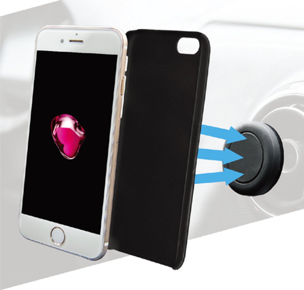 Azuri magnetische backcover met magnetische autohouder - Voor Apple iPhone 7 en Apple iPhone 8 - Zwart