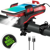 Activ24™ - Fietslamp set 4 in 1 rood - Telefoonhouder fiets - USB oplaadbaar - Powerbank - Oplaadbare fietsverlichting  - Geen verzendkosten