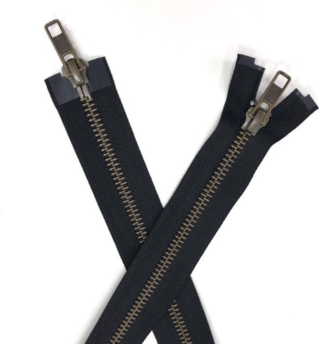 Ykk Rits - Dubbel Deelbaar - Zwart met Koper tandjes - 70 cm.