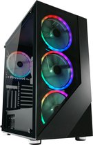 LC-POWER® Shaded Midi Tower ATX PC Case - Computer Behuizing - 4 RGB Case Fans - Game PC - Gehard Glas - Zwart