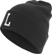 Pre Order Only Letter L Cuff Knit Beanie Black