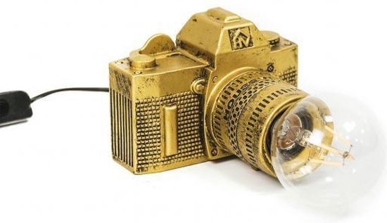 Camera Lamp Gouden Tafellamp -Goud -Housevitamin - 15x11cm Polyresin - Eyecather - Cameralamp - Design