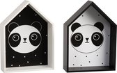 Wall cabinet panda wood white/black assortment of 2