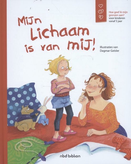 Omslag van 'Mijn Lichaam is van Mij!' met twee meisjes, een konijn en een beer.