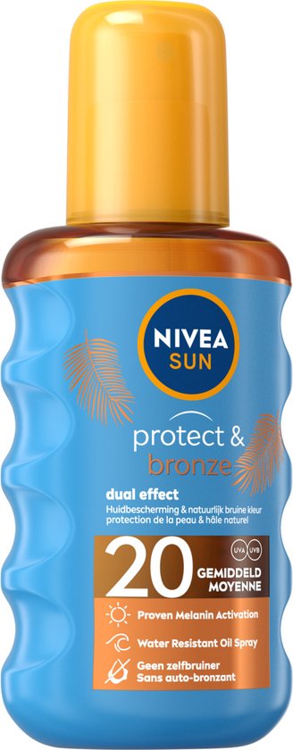Touhou Gevestigde theorie Wreedheid NIVEA SUN Protect & Bronze Beschermende Zonnebrand Olie Spray SPF 20 - 200  ml | bol.com