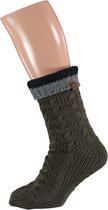 Huissokken heren met vacht | Anti slip | Groen | One size | Fluffy sokken | Slofsokken | Huissokken anti slip | Huisokken | Warme sokken heren | Fleece sokken | Dikke sokken | Beds