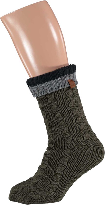 Huissokken heren met vacht | Anti slip | Groen | One size | Fluffy sokken |  Slofsokken... | bol.com