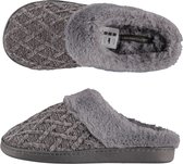 Apollo - Pantoffels dames - Donker Grijs - Zachte rand - Maat 39/40 - Pantoffels dames - Sloffen dames - Pantoffels dames maat 40