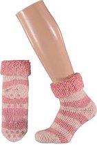 Apollo Huissokken Dames - Wollen Sokken - Warme Sokken - Antislip - Roze - Maat 39-42