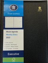 Ryam - Bureau Agenda - Executive - 2022 - Zwart - Week op 2 pagina's - Luxe Python - 17x22cm (A5)