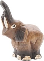 Beeld - Olifant slurf hoog acaciahout 6,5cmSawahasa  - Thailand - Fairtrade